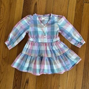 Crewcuts Multicolor Plaid Button-Up Dress Size 2 and Headband